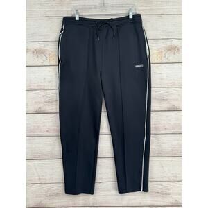 Kenzo Paris Striped Heavyweight Sweatpants Mens Medium Black White Zip Pockets